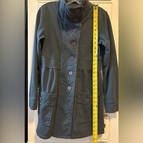 prAna Breathe Sylvie Jacket Gray Pea Coat w/ Purple Buttons (Size Small) - Picture 15 of 16